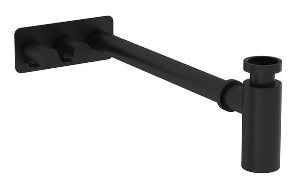 VitrA Bottle Trap for Basins w/Isolation Taps (Asymmetric) - Matt Black